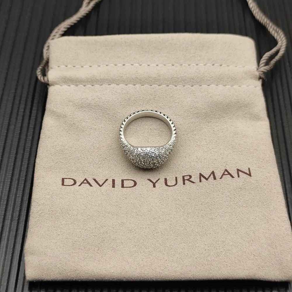David Yurman Silver and White Diamond Ring with New York Light